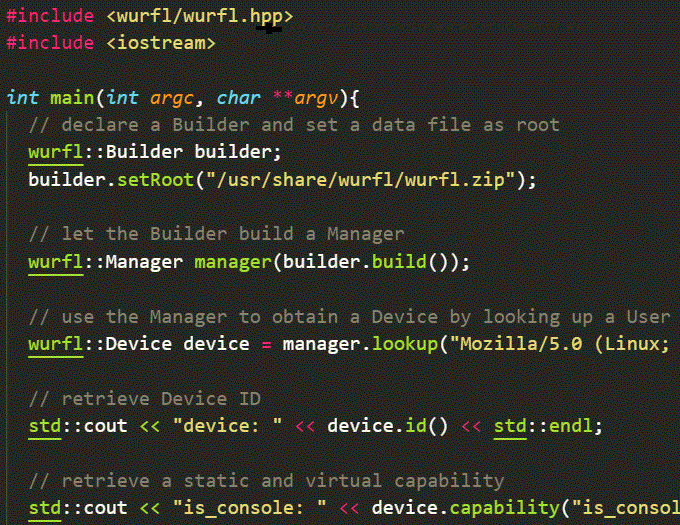 C++ WURFL API snippet